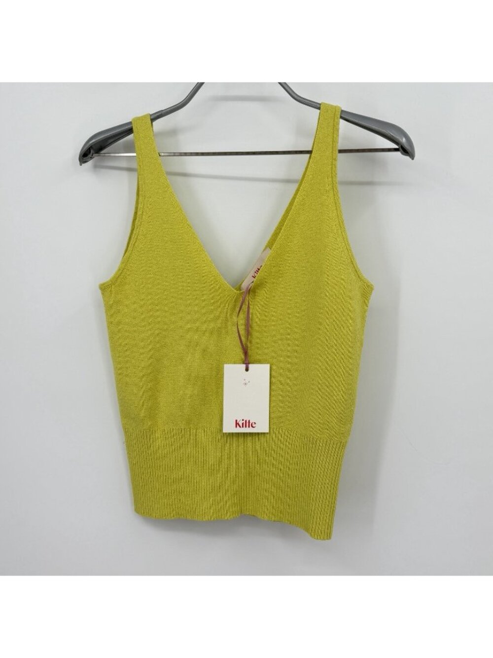 Kilte Collection Rei Tank in Lemon-Lime Cotton-Cashmere size 0/XS V-Neck Top